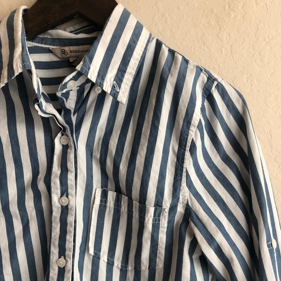BCBG Light Blue & White Striped Button-Up - Picture 2 of 3